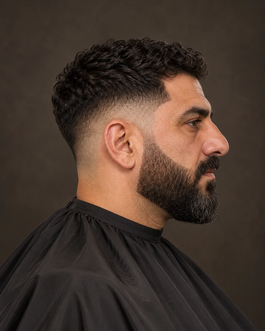 AI-created hairstyle illustration: Beard sculpt and line-up